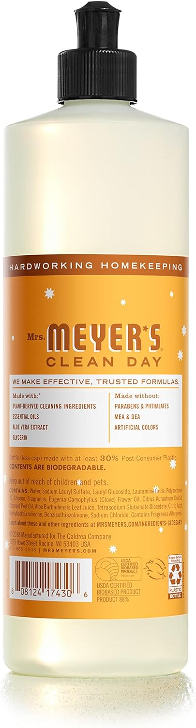 MRS. MEYER'S CLEAN DAY Liquid Dish Soap, Biodegradable Formula, Limitd Edition Orange Clove, 16 fl. Oz