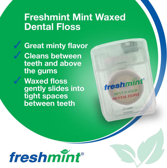 12 Spools of Freshmint® 12 Yards Mint Waxed Dental Floss