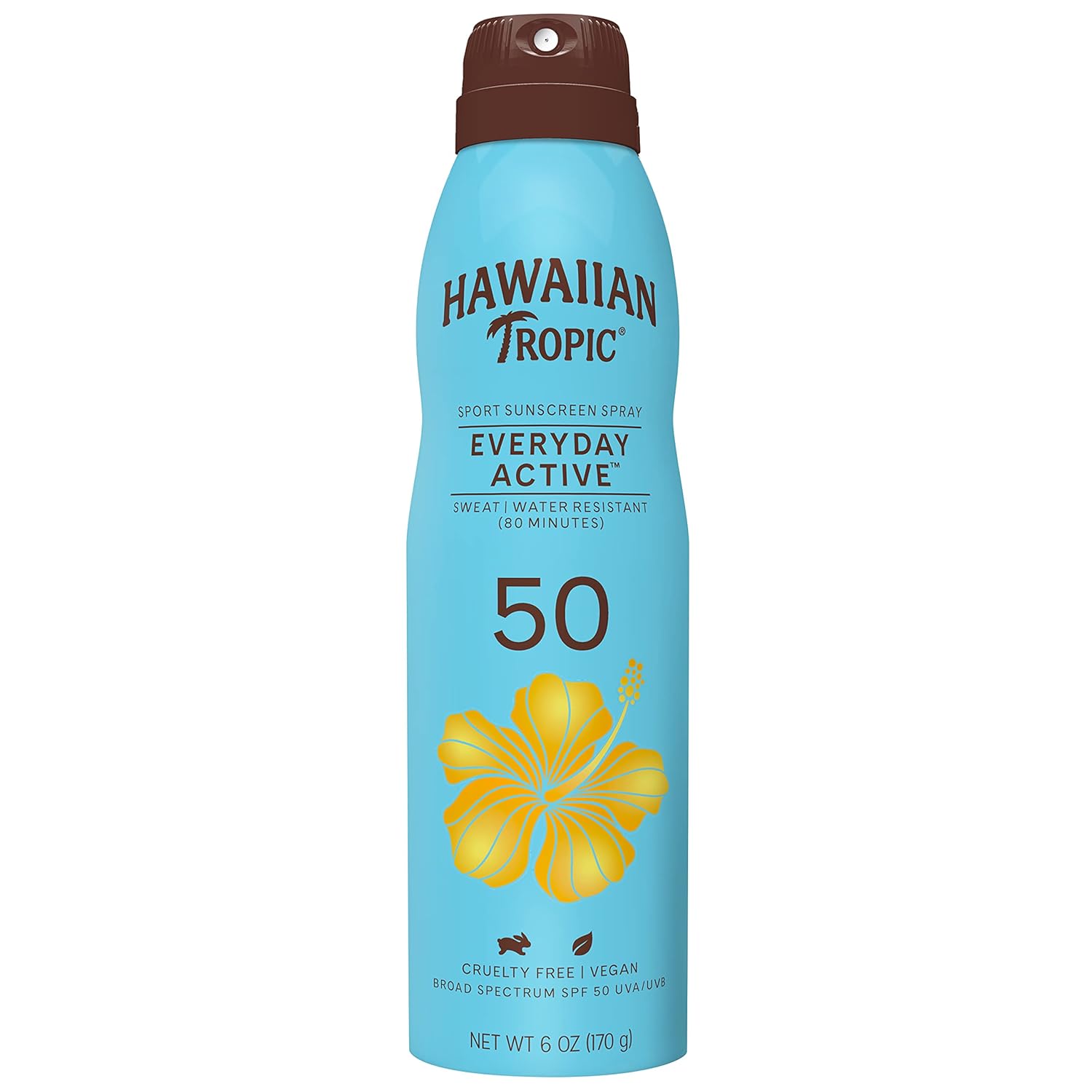 Hawaiian Tropic Everyday Active Clear Spray Sunscreen Spf 50, 6Oz | Hawaiian Tropic Sunscreen Spf 50, Sunblock, Oxybenzone Free Sunscreen, Spray On Sunscreen, Body Sunscreen Spray, 6Oz