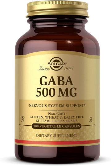 Solgar Gaba 500 Mg, 100 Vegetable Capsules - Relaxation & Nervous System Support - Amino Acid - Non-Gmo, Vegan, Gluten Free, Dairy Free, Kosher - 100 Servings