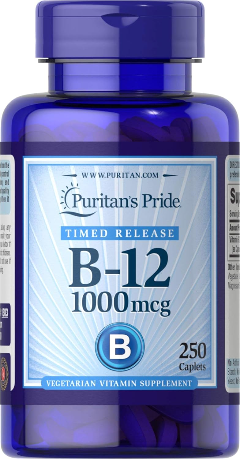Puritan's Pride Vitamin B-12 1000 Mcg Timed Release Caplets, 250 Count : Health & Household