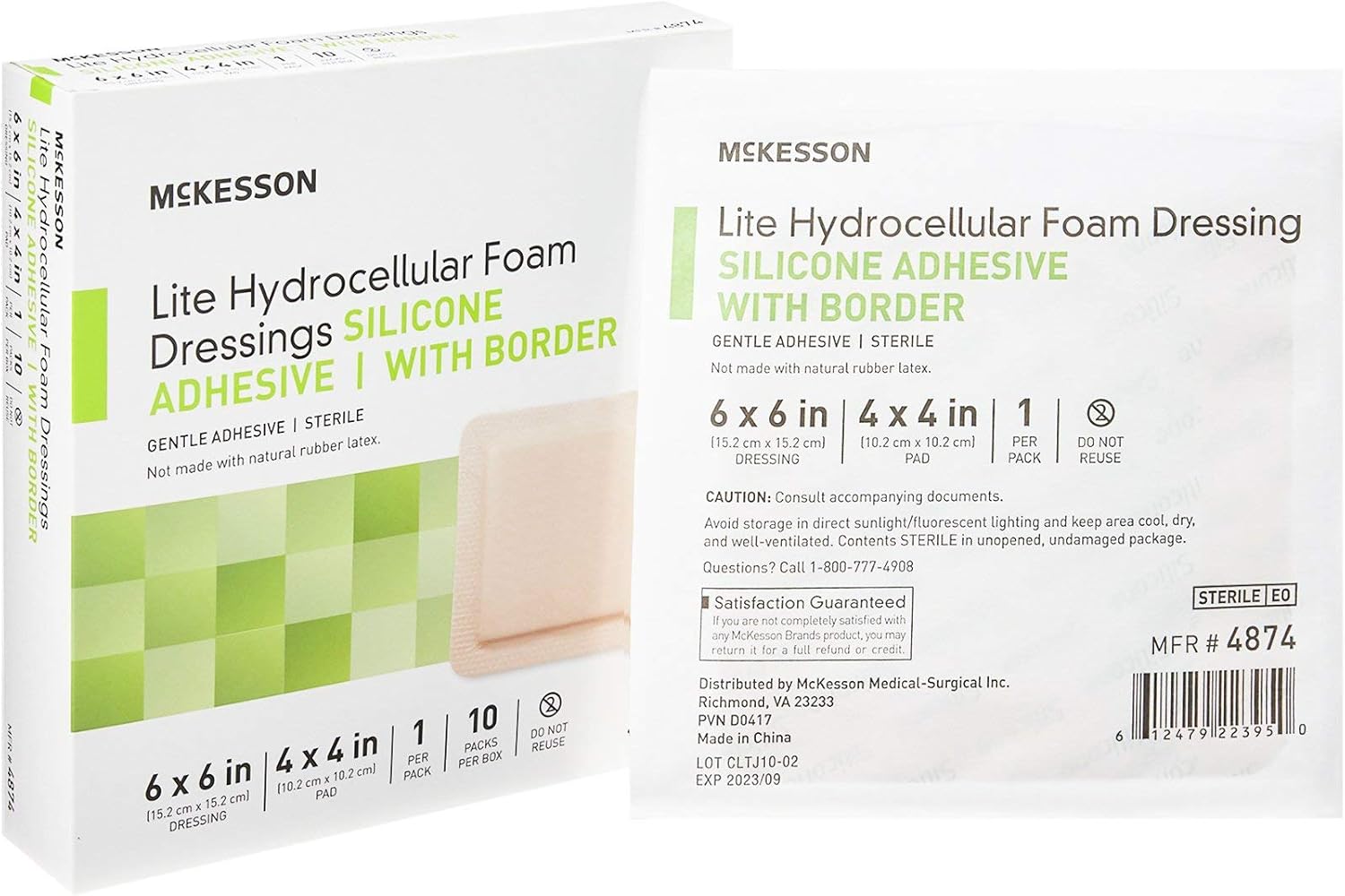 Mckesson Thin Silicone Hydrocellular Foam Wound Care Dressing 6 X 6 Inches Square Adhesive Bandage With Border, 10 Count, 1 Pack