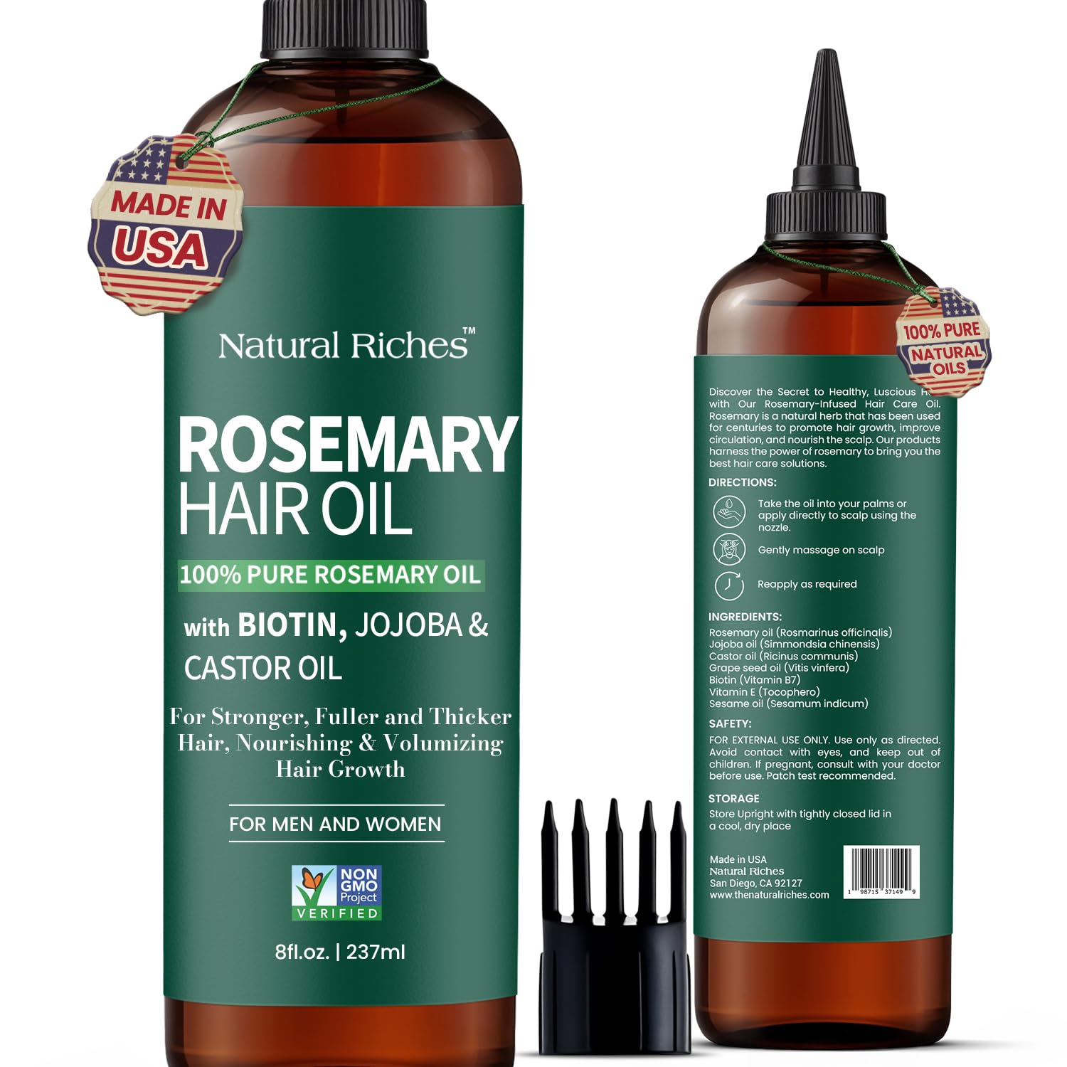 Natural Riches Unrefined Organic Batana Oil, 8 Fl Oz, 100% Pure & Natural, Cold Pressed Honduras Miracle Oil For Hair Growth