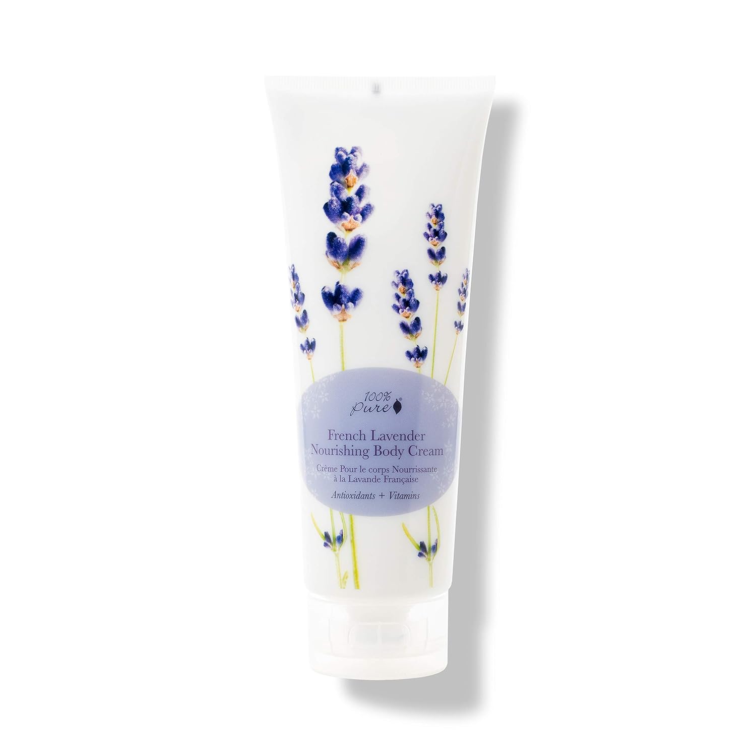 100% Pure Nourishing Body Cream French Lavender Lotion Luxurious Botanical Dry Skin Hydration & Replenishment, Natural Anti-Aging Moisturizer & Skincare For All Skin Types Women & Men - Vegan - 8 Oz