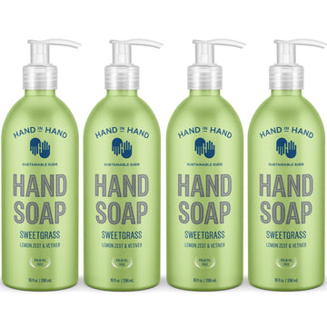 Hand In Hand Nourishing Liquid Hand Soap, 10 Fl Oz, Lemon Zest & Vetiver, Sweetgrass Scent, 4 Pack