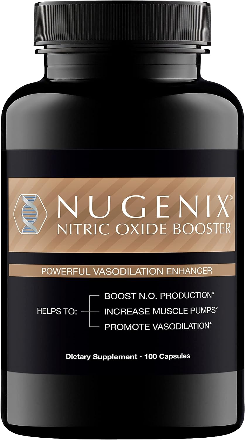 Nugenix Nitric Oxide Booster Supplement - Nitric Oxide Flow, L-Arginine, L-Citrulline, Pine Bark Extract - Vasodilator - 100 Capsules