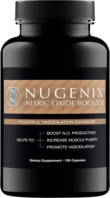 Nugenix Nitric Oxide Booster Supplement - Nitric Oxide Flow, L-Arginine, L-Citrulline, Pine Bark Extract - Vasodilator - 100 Capsules