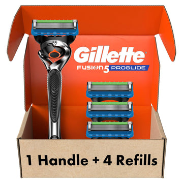 Gillette Fusion Proglide Razor For Men, Handle + 4 Blade Refills