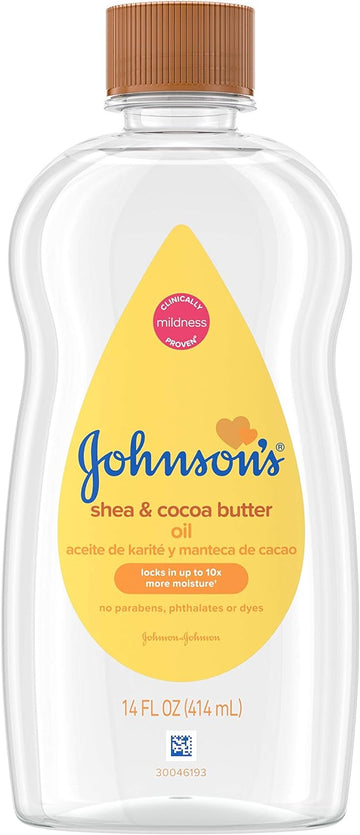 Johnson's Baby Oil, Mineral Oil Enriched with Shea & Cocoa Butter to Prevent Moisture Loss, Hypoallergenic, 14 fl. oz (Pack of 6)