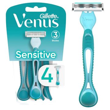 Gillette Venus Simply 3 Sensitive Women'S Disposable Razors, Pack Of 1 With 4 Razors