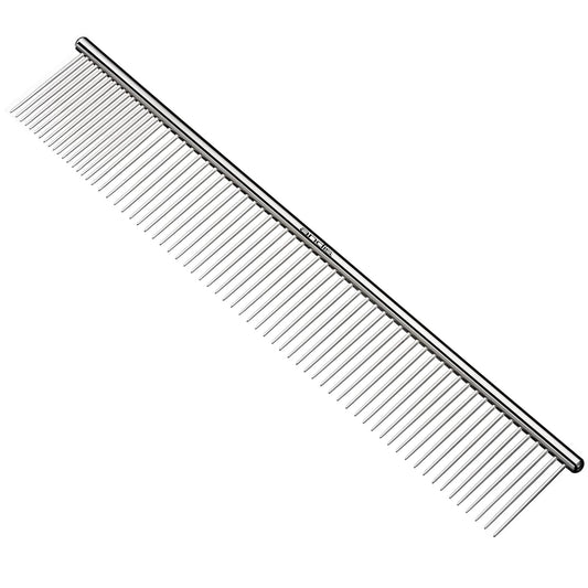 Andis 65725 Stainless-Steel Comb For Knots, Mats & Loose Hair Removal - Effective Dematting Tool Comfortable, Lightweight, Portable & Safe For Dogs, Cats & Pets – Silver, 10-Inch