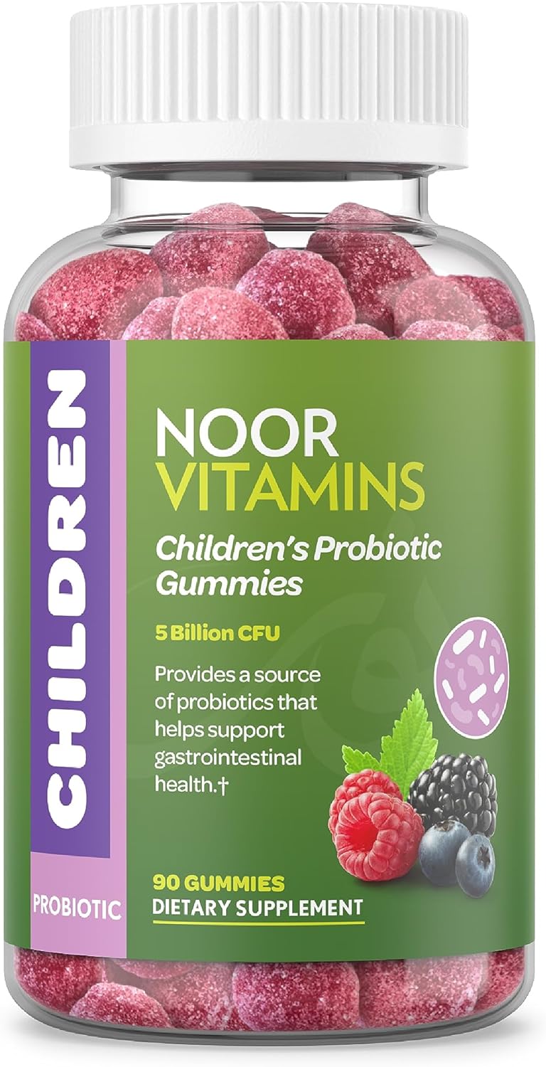 Noor Vitamins Halal Probiotic Gummies for Children with 5 Billion CFU Probiotics for Kids; Non-GMO, Vegan Friendly, Gelatin Free, Probiotic Gummies for Children, Halal Vitamins - 90 Count