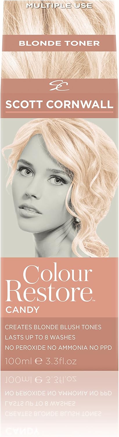 Scott Cornwall Hair Colour Restore Candy For Intense Platinum & Strawberry Tones, Hair Toner For Blonde Hair, Ammonia & Peroxide Free Semi-Permanent Hair Dye, Lasts Up To 8 Washes Hair Cream-100 Ml