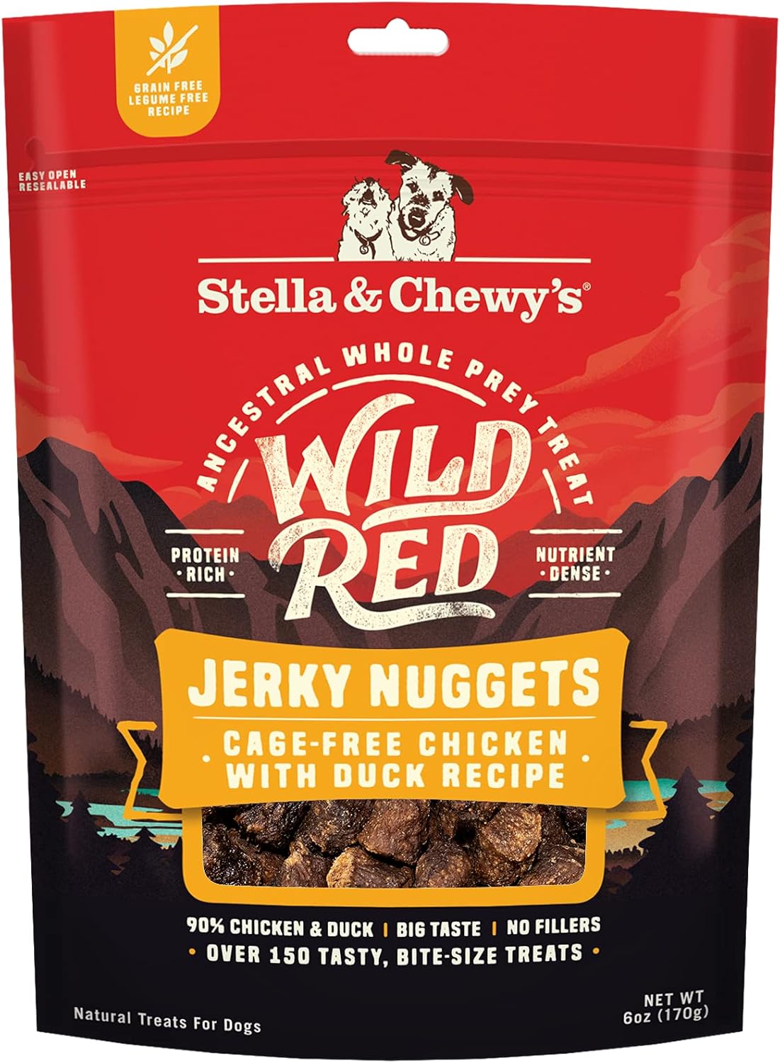 Stella & Chewy'S Wild Red Jerky Nuggets Dog Treats Chicken & Duck Recipe, 6 Oz. Bag