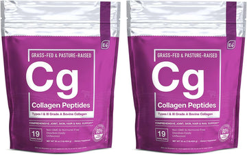 Essential Elements Hydrolyzed Collagen Powder - Joint, Skin, Hair, And Nail Support | Types I & Iii Peptides | Preservative-Free, Grass-Fed, Hormone-Free, Dissolves Easily (2-Pack)
