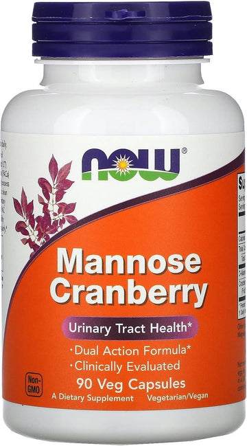 Now Foods Supplements, Mannose Cranberry, Dual Action Formula*, Clinically Evaluated, Urinary Tract Health*, 90 Veg Capsules