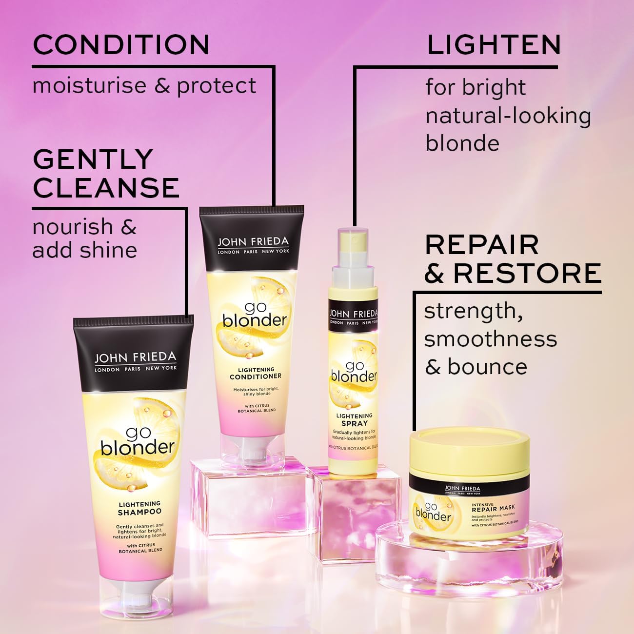 John Frieda Go Blonder Lightening Shampoo And Lightening Conditioner Duo Value Bundle Blonde Hair 2 X 500 Ml (Packaging May Vary) : Amazon.co.uk: Beauty