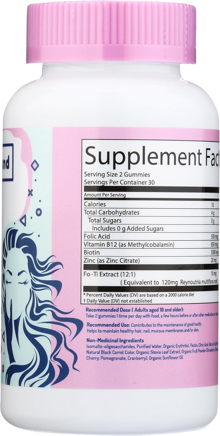 Herbaland Vegan Biotin Beauty Gummies – Contains Biotin, Folate, Vitamin B12, Zinc, Sugar-Free And Gluten-Free, For Healthy Nails, Hair, And Skin – Goji Berry Flavor, 60 Count, Compostable Pouch : Health & Household