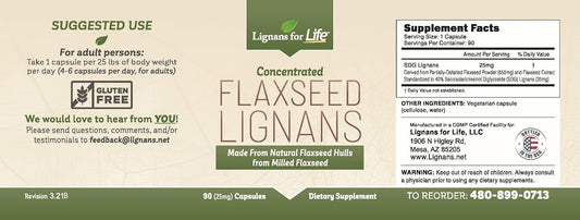 Lignans For Life Flaxseed Lignans for Dogs + SDG Lignans from Flaxseed Hulls, 25mg - 90 Capsules - Nutritional Flax Seed Capsules, Flaxseed Lignans for Dogs, Natural Flaxseed Supplements : Health & Household