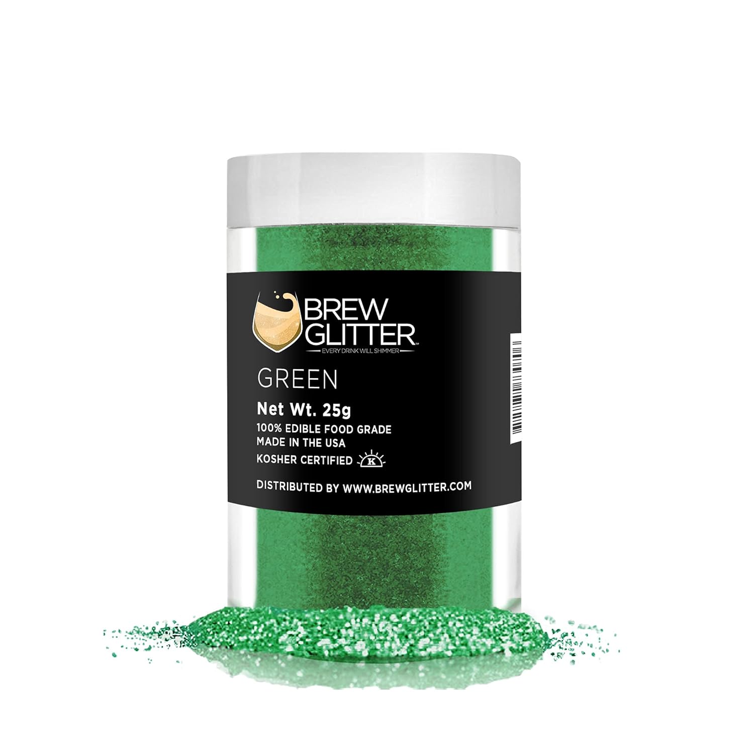 Green Brew Glitter Edible Glitter For Drinks, Cocktails, Beer, Garnish Glitter & Beverages | Kosher & Halal Certified | 100% Edible & Food Grade | Vegan, Gluten, Nut Free (25G, Green)
