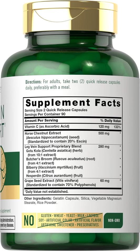 Carlyle Leg Vein Supplement | 180 Capsules | Supports Healthy Vein Function | Non-GMO, Gluten Free