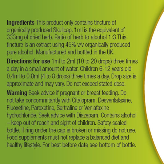 Organic Herbal Remedies 100Ml Skullcap Tincture
