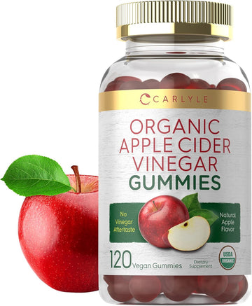 Carlyle Organic Apple Cider Vinegar Gummies | 120 Count | Usda Organic | Vegan, Non-Gmo & Gluten-Free Acv Gummies | Apple Flavor