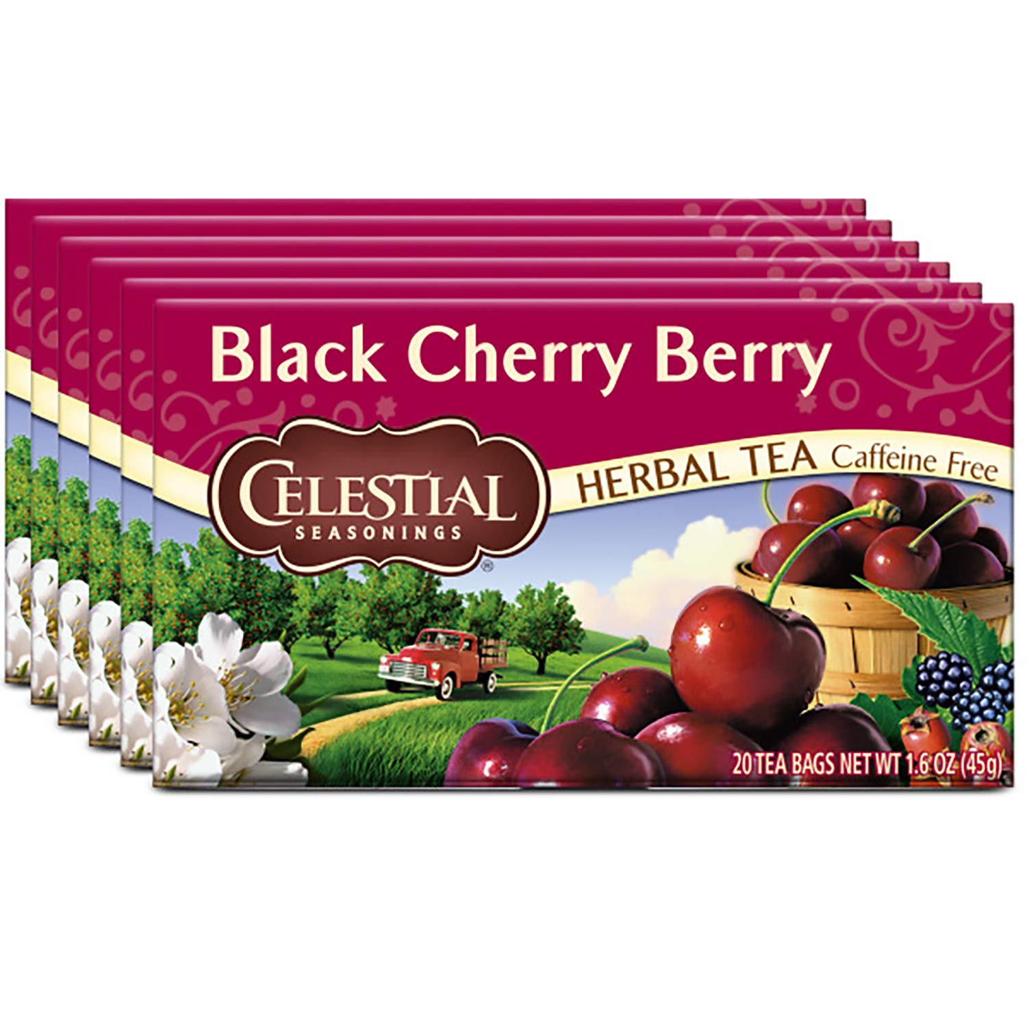 Celestial Seasonings Herbal Tea, Black Cherry Berry, 20 Count (Pack Of 6)