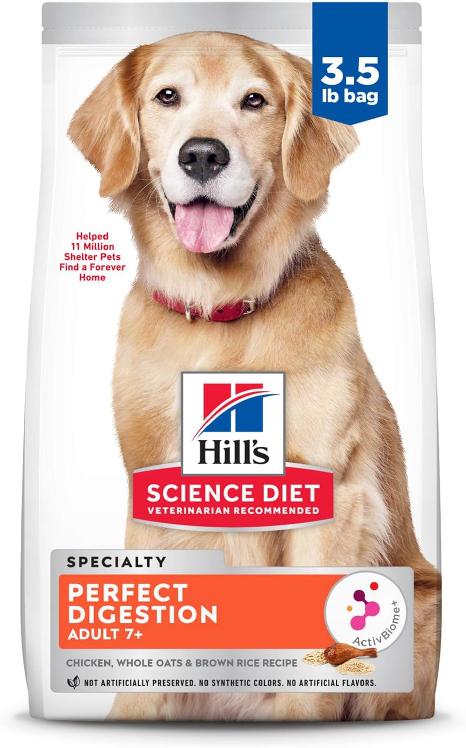 Hill'S Science Diet Perfect Digestion, Senior Adult 7+, Digestive Support, Dry Dog Food, Chicken, Brown Rice, & Whole Oats, 3.5 Lb Bag