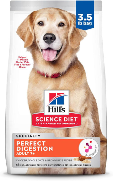 Hill'S Science Diet Perfect Digestion, Senior Adult 7+, Digestive Support, Dry Dog Food, Chicken, Brown Rice, & Whole Oats, 3.5 Lb Bag