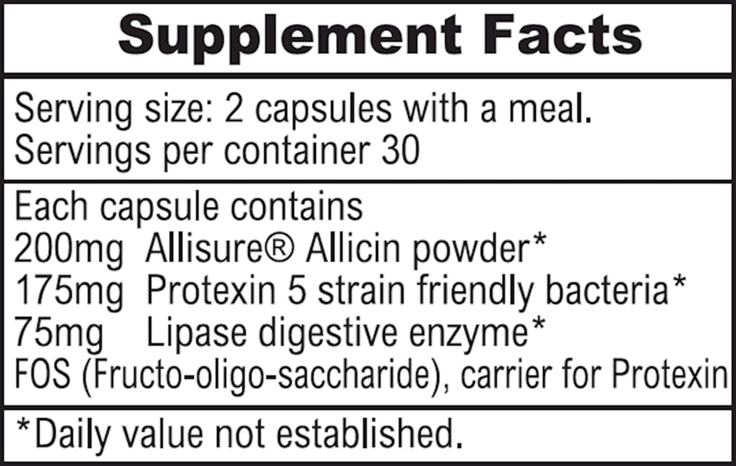 Allimax Pre Pro - 60 Caps. Stabilized Allicin Plus Prebiotics, Probiotics And Digestive Enzymes
