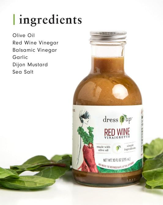 Dress It Up Salad Dressing, Red Wine Vinaigrette, 2-10 oz Bottles - Clean, Healthy, Delicious, Gluten-Free, Paleo, Keto, Vegan, Versatile, Marinade