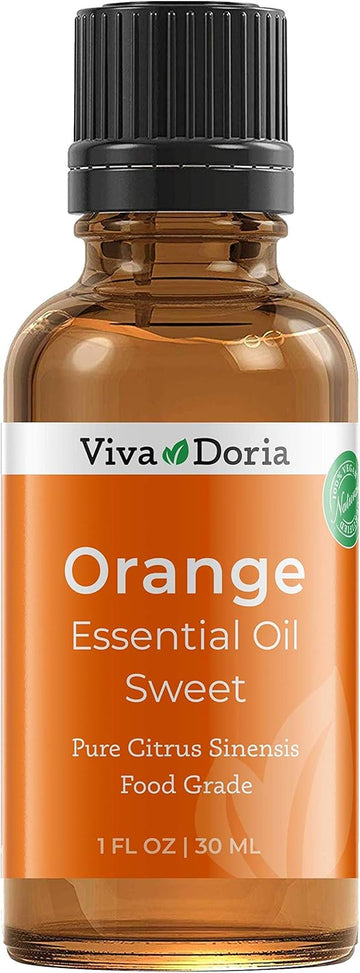 Viva Doria 100% Pure Sweet Orange Essential Oil, Undiluted, Food Grade, Usa Orange Oil, 30 Ml (1 Fl Oz)