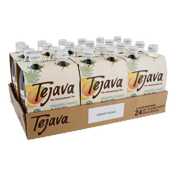 Tejava Pineapple Mango Black Iced Tea, 24 Pack, 12Oz Glass Bottles, Unsweetened, Non-Gmo, Kosher, No Sugar Or Sweeteners, No Calories, No Preservatives, Brewed In Small Batches