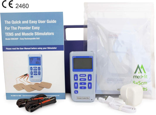 Premier Tens Machine By Med-Fit, Fully Rechargeable Dual Channel Tens And Muscle Stimulator With 30 Pre-Set Programs For Tens Pain Relief, Muscle Strengthening, Massage And Relaxation