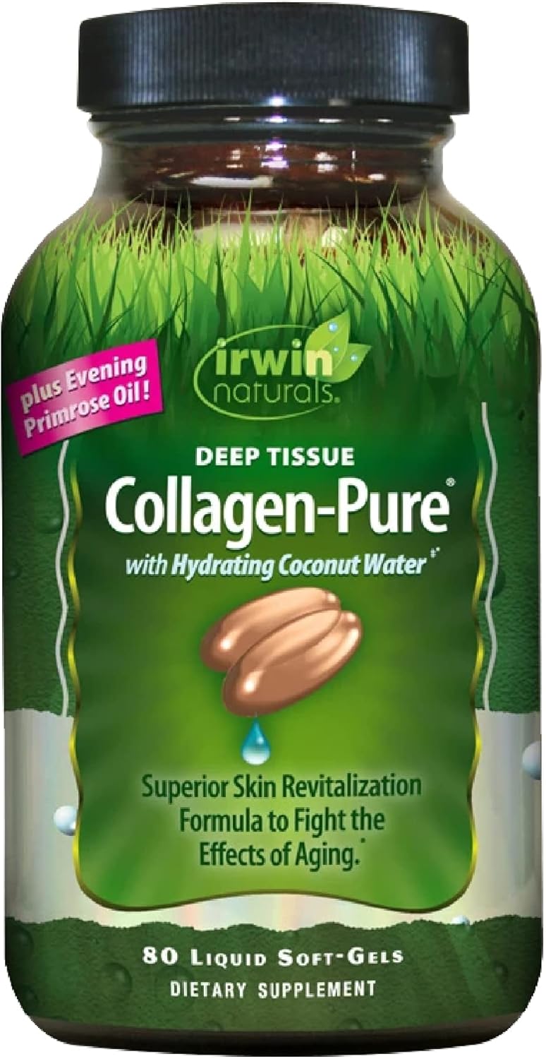 Irwin Naturals Deep Tissue Collagen-Pure - 80 Liquid Softgels - Intense Nourishment For The Skin - 2,000 Mg Of Hydrolyzed Collagen - 16 Total Servings