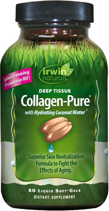 Irwin Naturals Deep Tissue Collagen-Pure - 80 Liquid Softgels - Intense Nourishment For The Skin - 2,000 Mg Of Hydrolyzed Collagen - 16 Total Servings