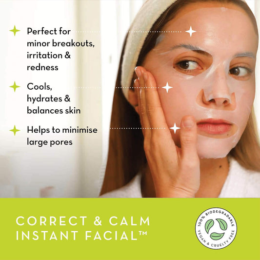 Seoulista Beauty® Correct & Calm Instant Facial™ 25Ml | Soothing Face Sheet Mask For Oily And Combination Skin | Dermatologist Created Korean Skin Care | Infused With Witch Hazel Eucalyptus Leaf