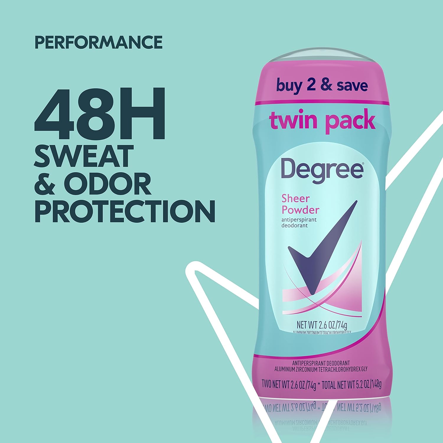 Degree Original Antiperspirant Deodorant 48-Hour Sweat And Odor Protection Sheer Powder Antiperspirant For Women 2.6 Ounce (Pack of 2) : Beauty & Personal Care