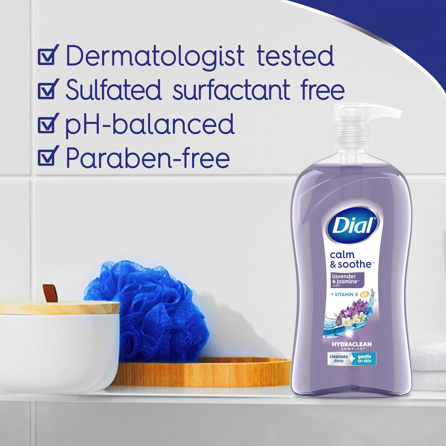 Dial Body Wash, Calm & Soothe Lavender & Jasmine Scent, 32 Fl Oz