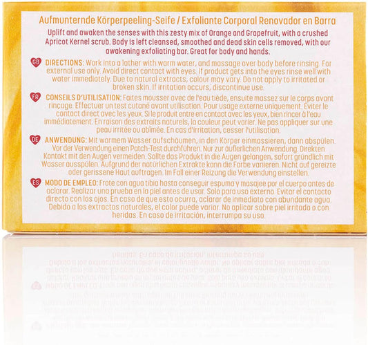 Kind Natured The Awakening Cleansing Scrub Bar, Natural Orange And Grapefruit Vegan Bar Exfoliating Soap, 100G