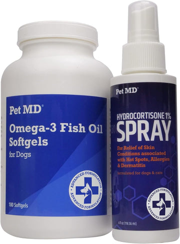 Pet Md Hydrocortisone Spray & Omega 3 Fish Oil Softgels
