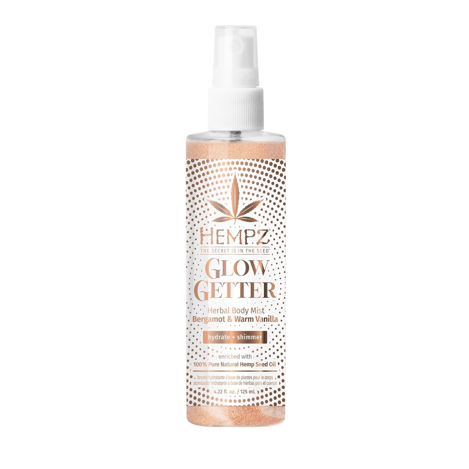 Hempz New Glow Getter Hydrating Body Mist, Perfume Shimmer Spray With Sparkle 4.22 Oz