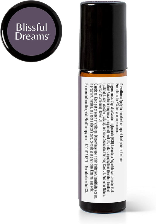 Plant Therapy Blissful Dreams Essential Oil Blend, Relaxation While Supporting Quality Rest, Grounding & Soothing, Bedtime Aroma, 10 Ml (1/3 Oz) 100% Pure, Pre-Diluted Roll On, Natural Aromatherapy