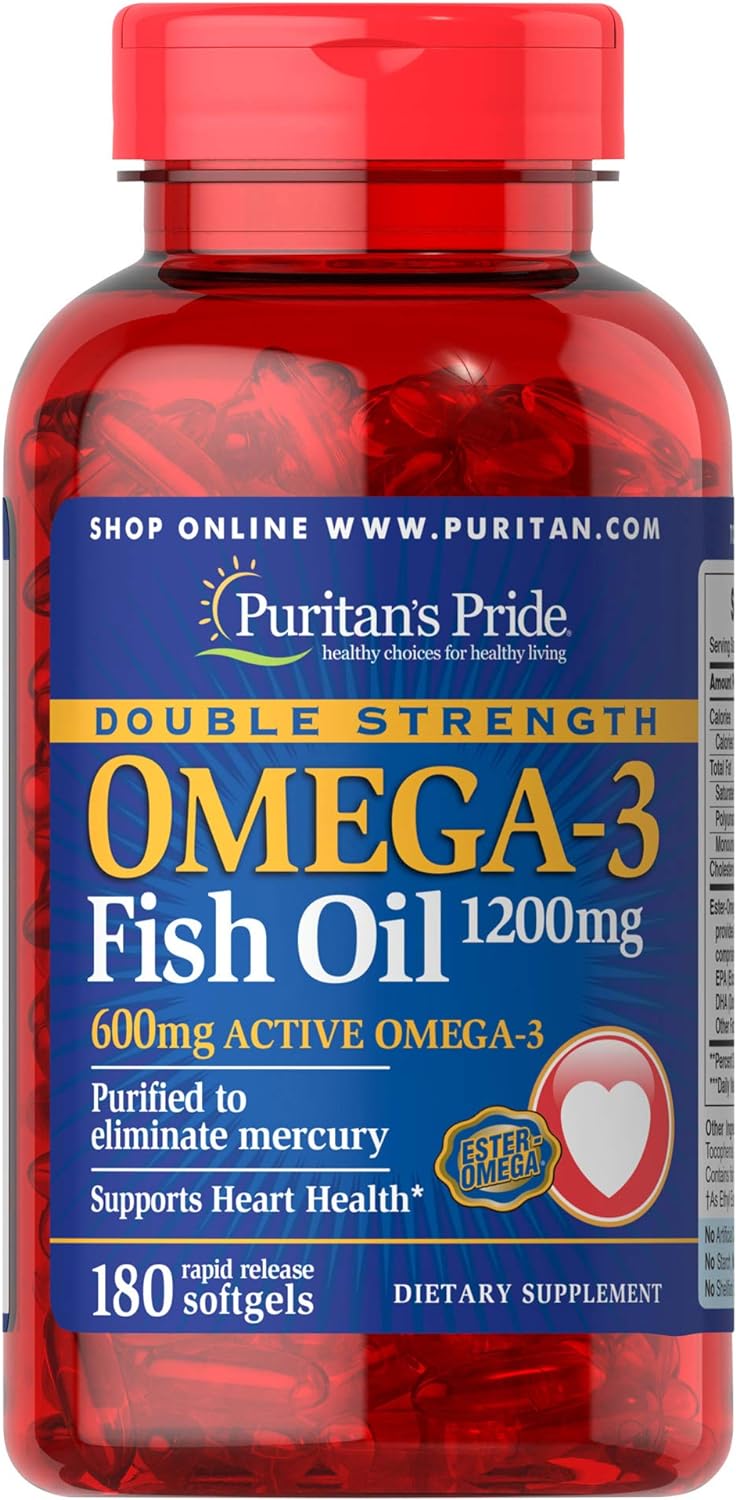 Puritan's Pride Double Strength Omega-3 Fish Oil 1200 Mg, 180 Count