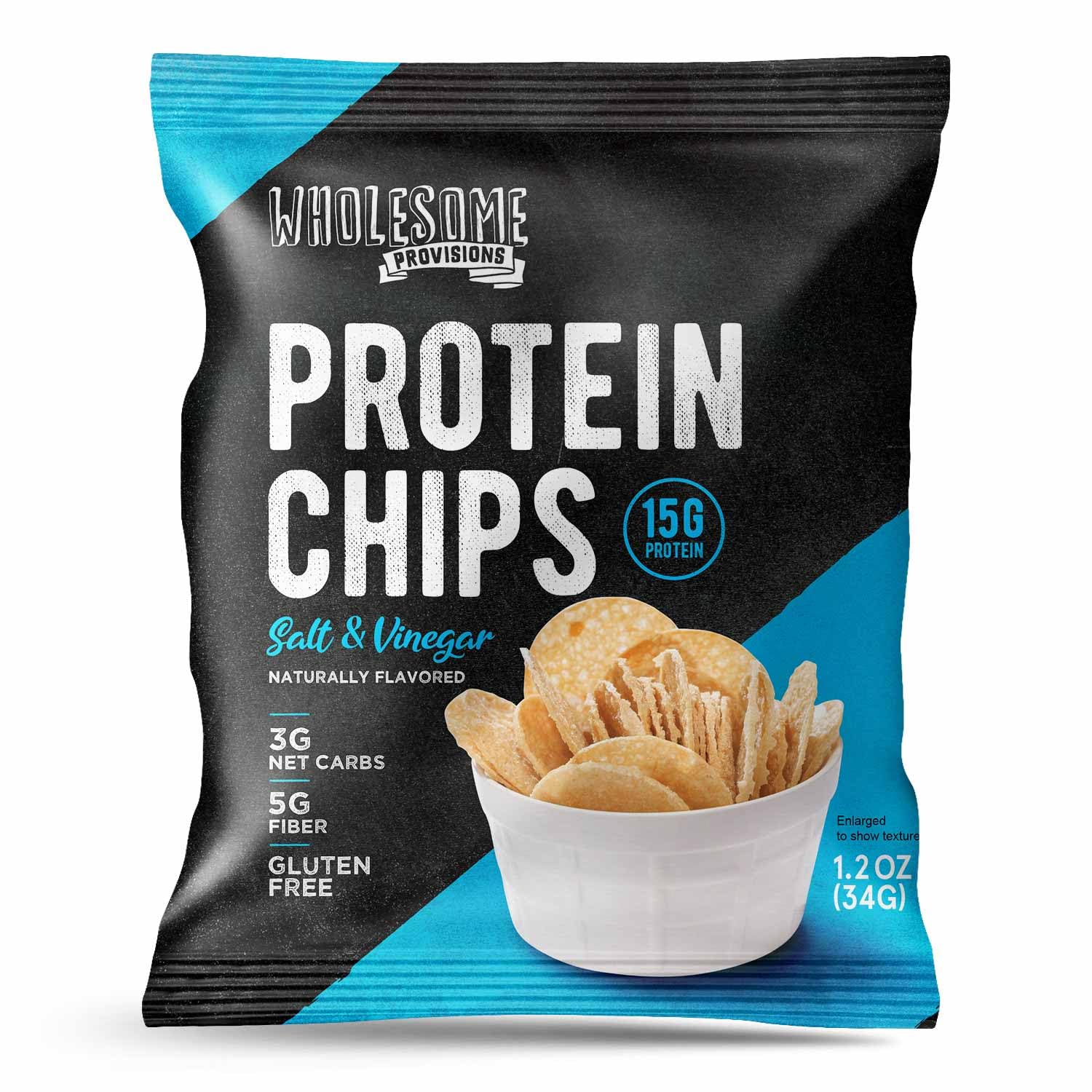 Protein Chips, 15G Protein, 3G Net Carbs, Gluten Free, Keto Snacks, Low Carb Snacks, Protein Crisps, Keto-Friendly, Made In Usa (Sea Salt Vinegar, 7 Pack)