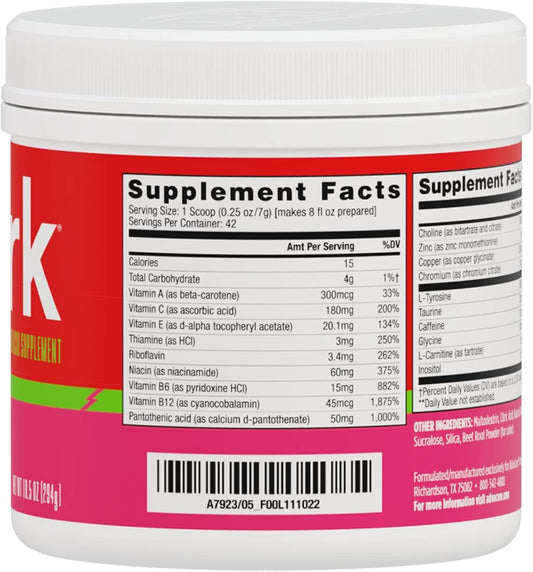 Advocare Spark Vitamin & Amino Acid Supplement - Focus & Energy Drink Powder Mix With Vitamin A, B-6, C & E - Also Includes L-Carnitine & L-Tyrosine - Cranberry Peach Orange - 10.5 Oz