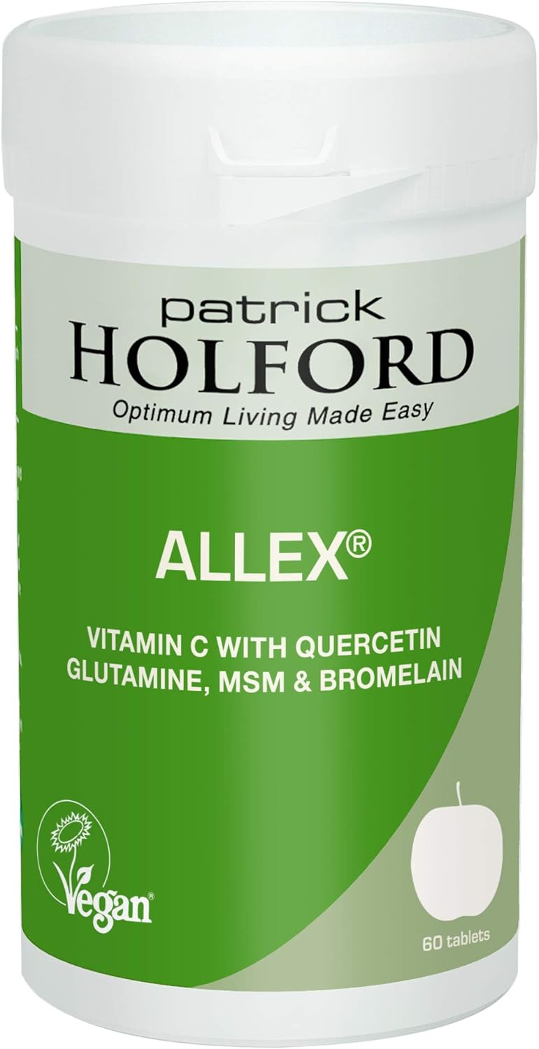 Patrick Holford Allex/Allergy & Food Intolerance Relief Supplement/For Immune Response Support / 5 Nutrients/Vitamin C, Quercetin, Bromelain + / 60 Capsules/Allergen-Free/For Women & Men