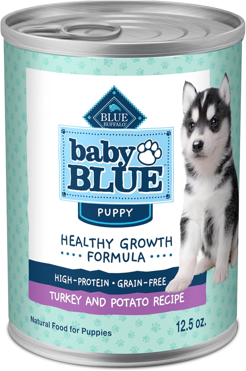 Blue Buffalo Baby Blue Natural Wet Food For Puppies, Healthy Growth Formula With Dha, Turkey & Vegetable Recipe, 12.5-Oz. Cans, 12 Count