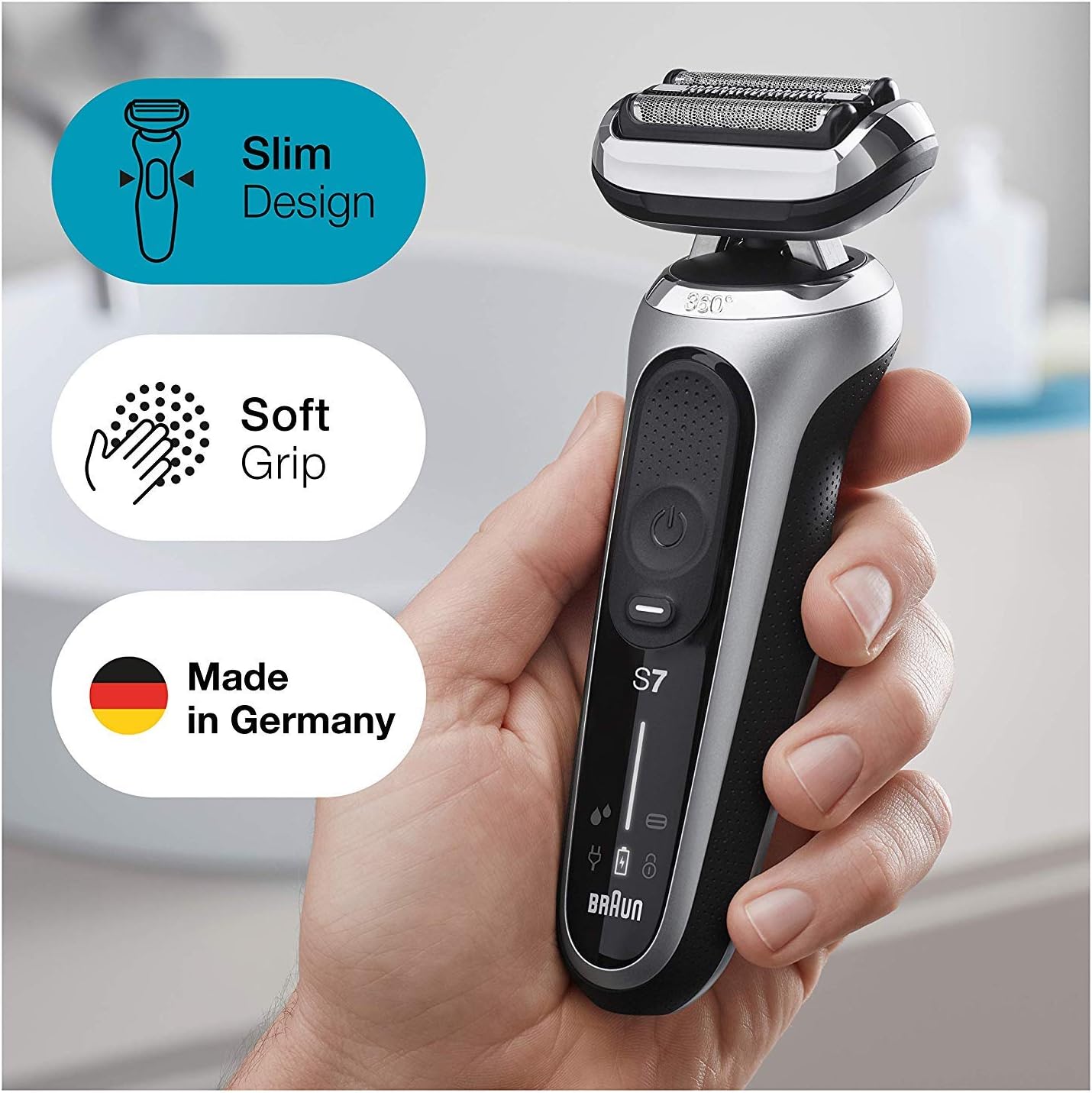 Braun Series 7 7020s Flex Electric Razor for Men with Precision Trimmer, Wet & Dry, Rechargeable, Cordless Foil Shaver, Silver : Beauty & Personal Care